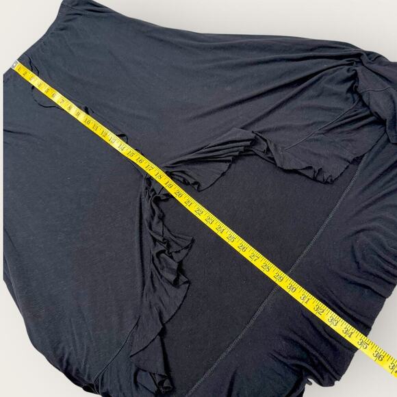 Venezia Milano Vintage Ruffled High Low Hem Stretchy Midi Skirt  Size XL Black - Picture 10 of 11